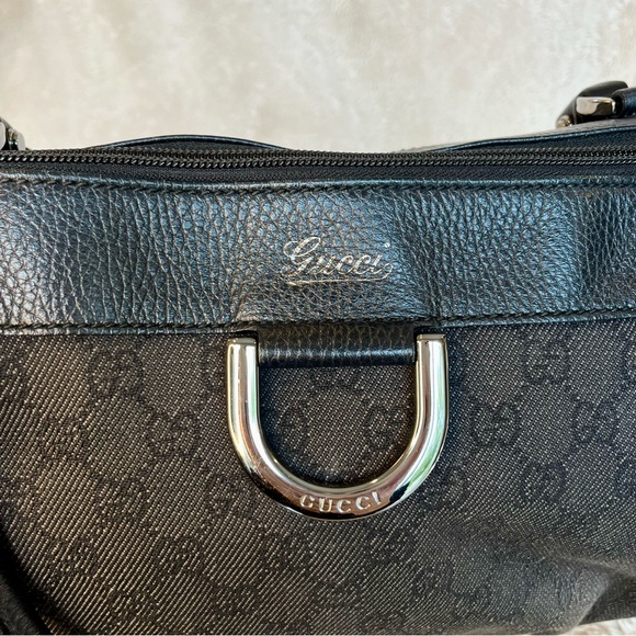 Gucci Abbey Black Denim Canvas Satchel Shoulder Bag - Picture 7 of 17